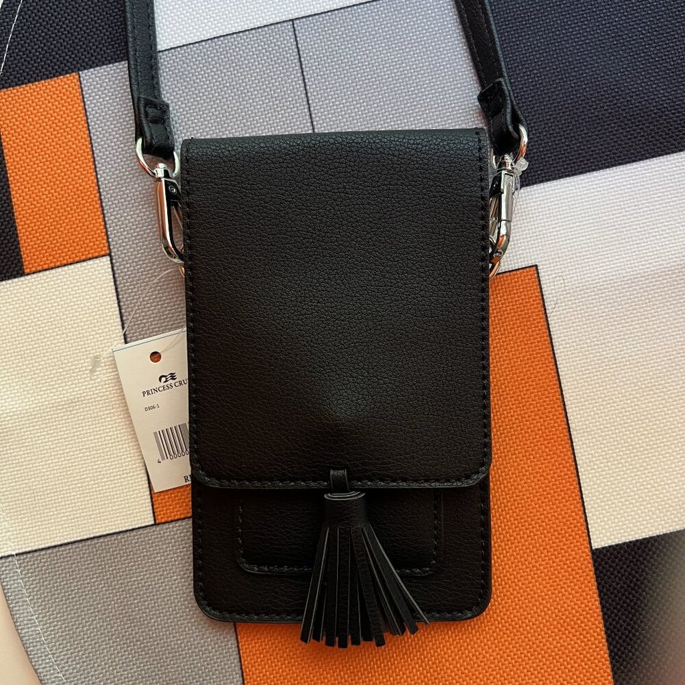 Princess Cruises Phone/Credit Card/Money Crossbody Bag in Black - NEW